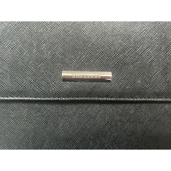 Burberry Black Textured Leather Flap Shoulder Bag Nova Check Lining COA # 420 - Picture 3 of 11